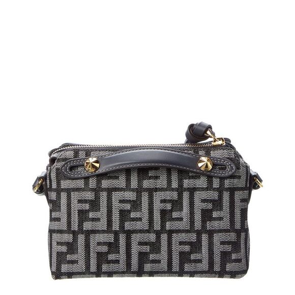 Fendi By The Way Soft Mini Ff Denim & Leather Satchel, Blue - Picture 2 of 5